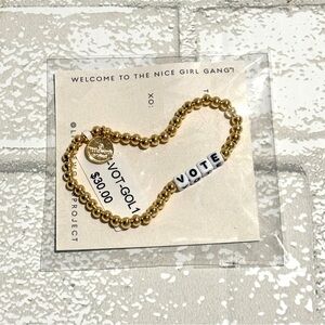 Little Words Project Gold Beaded Bracelet with 'VOTE' Letters NEW